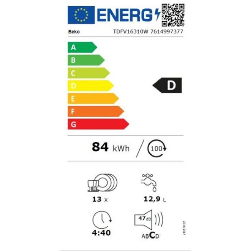 Beko b100 TDFV16310W lave-vaisselle Pose libre 13 couverts D
