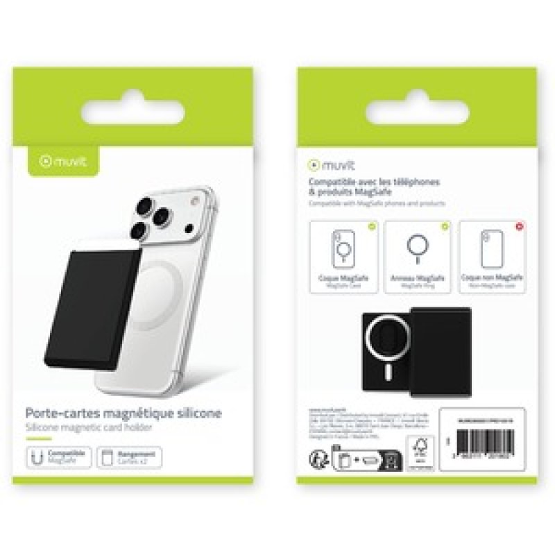 PORTE-CARTES MAGNETIQUE SILICONE MAGSAFE NOIR