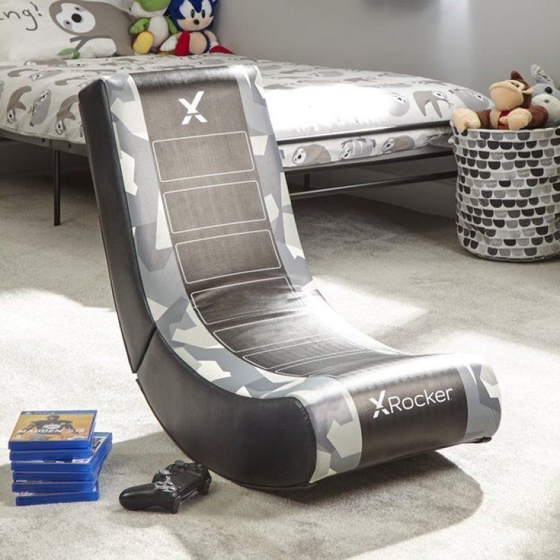 X Rocker Video Rocker Console gaming chair Upholstered padded seat Camouflage, Grey
