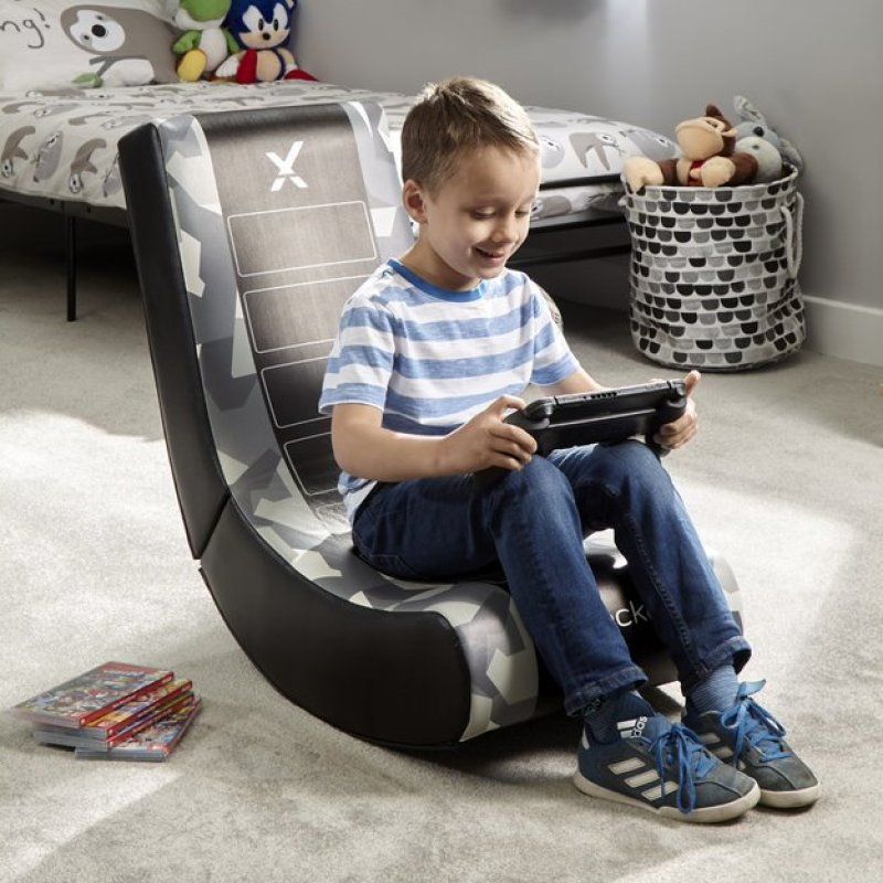 X Rocker Video Rocker Console gaming chair Upholstered padded seat Camouflage, Grey