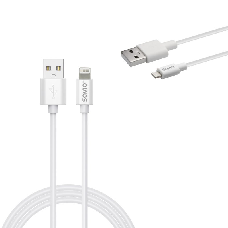 Savio Cl-193 câble USB USB 2.0 2 m USB A USB C/Lightning Blanc
