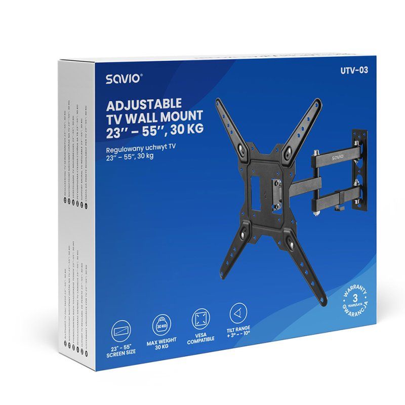 Savio UTV-03 support pour téléviseur 139,7 cm (55") Noir