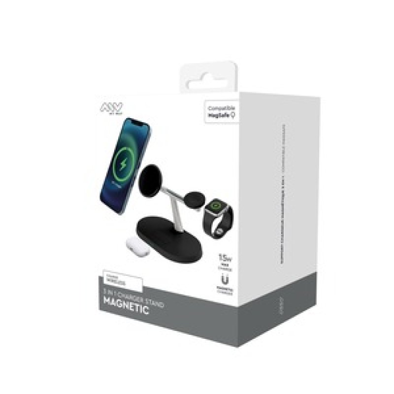 CHARGEUR SANS FIL STAND 3 EN 1 MAGSAFE NOIR