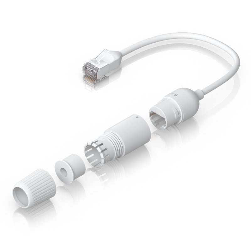 Easy Cable Verlängerungskabel Cat.6a F/UTP, 2er Pack (weiß, 15cm Kabel, wasserdichte Kappe)