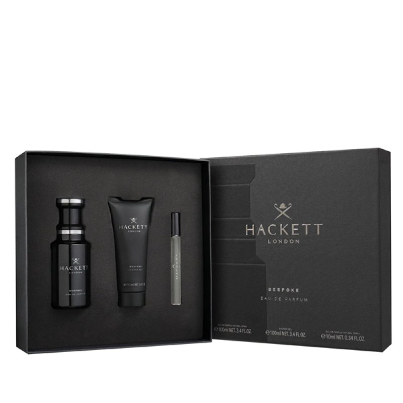 Set Hackett Bespoke, Barbati, Eau de parfum 100ml Gel de Dus 100ml Eau de parfum 10ml