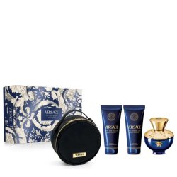 Set Versace Dylan Blue, Femei, Eau de parfum 100ml Lotiune pentru Corp 100ml Gel De Dus 100ml Geanta Cosmetice