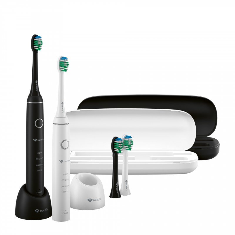 TrueLife SonicBrush Compact Duo Adulte Brosse à dents oscillante Noir, Blanc