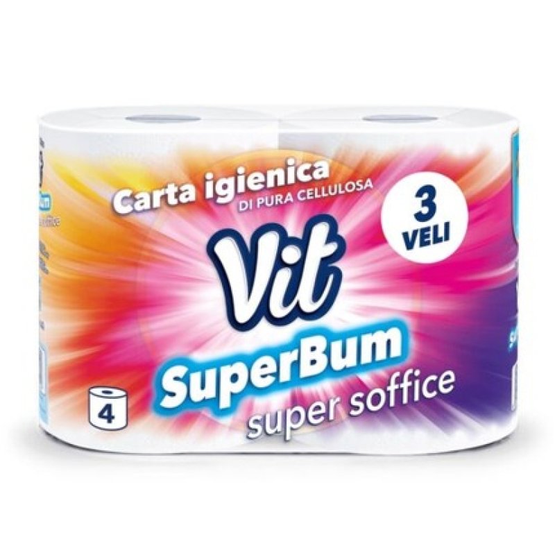 Vit Carta Igienica Super Bum 3-Ply Soft Embossed and Durable Toilet Paper