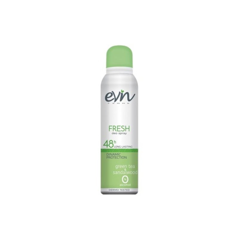 Evin Femme Women's Deodorant Spray 48h Fresh Green Tea and Sandalwood Fragrance