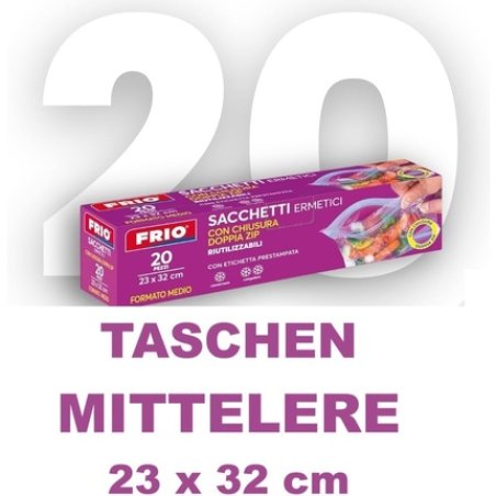 Frio 20 Freezer Bags 4L Size M 23x32cm Reusable and Airtight - Pack of 20