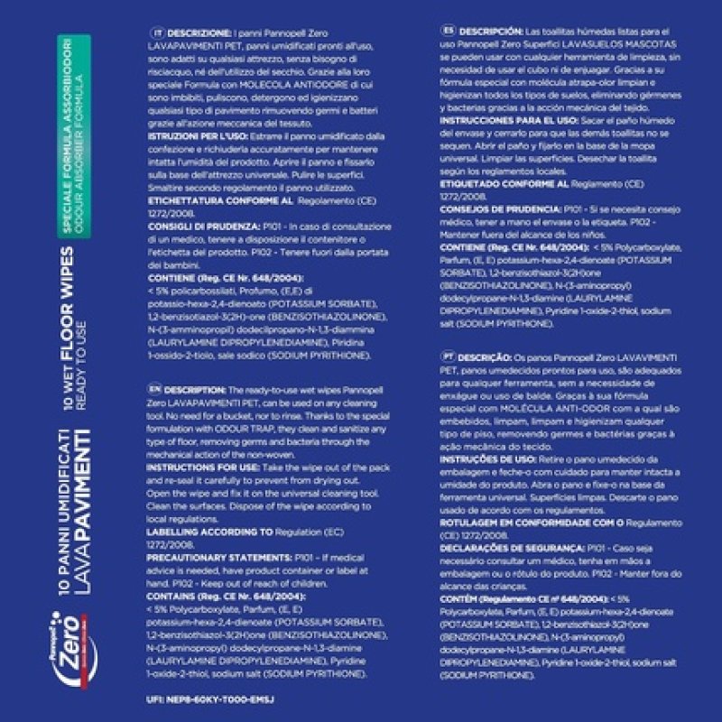 Zero Sanitizing Moist Floor Cleaning Cloths 100 Wipes