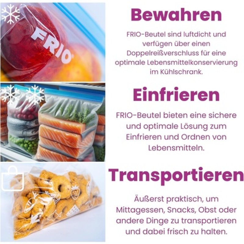 Frio Reusable Freezer Bags 2L with Zipper Size S 19x26 cm