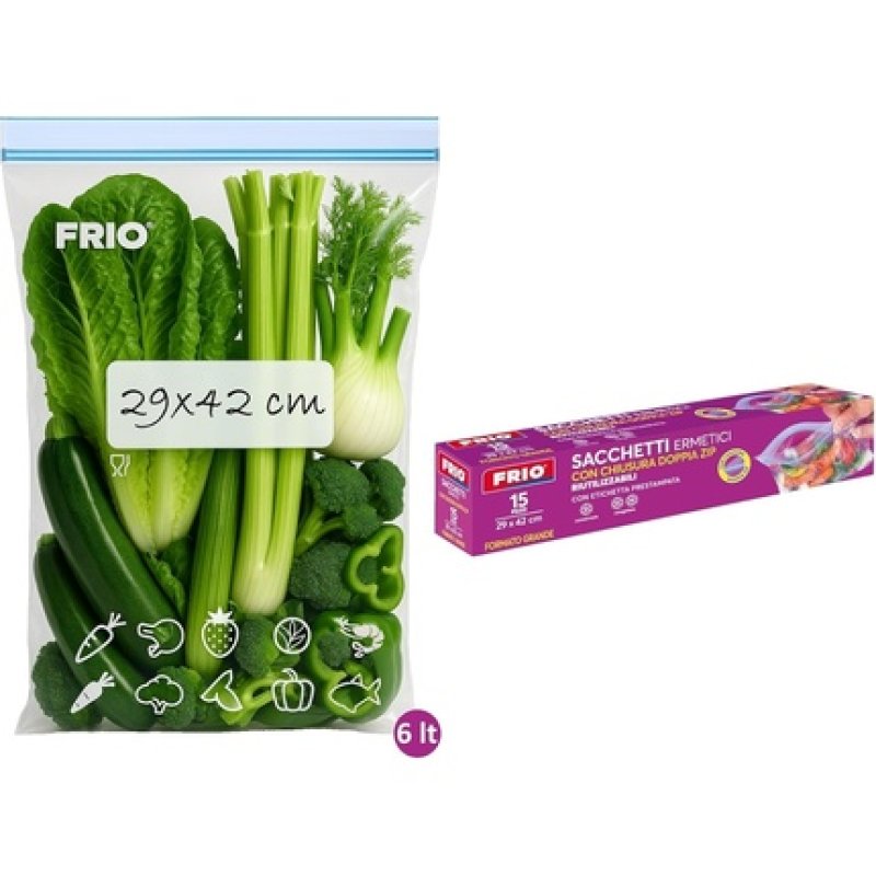 Frio Large Zip Freezer Bags 15 Count 6L Size L: 29x42 cm - Resealable