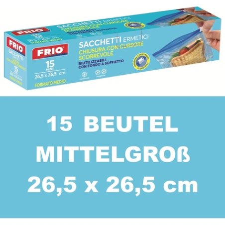 Frio Freezer Bags with Slider 15 Pack 3L 26.5 x 26.5 cm Strong Zipper