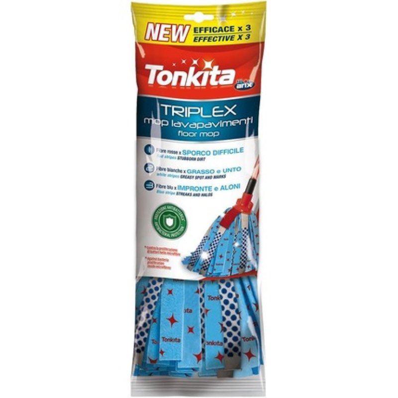 Tonkita Triplex Mop Replacement with Antibacterial and Abrasive Features