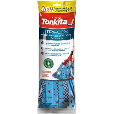 Tonkita Triplex Mop Replacement with Antibacterial and Abrasive Features