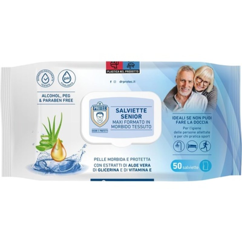 Dr Protect Senior Wipes Maxi Format 50 Wipes with Aloe Vera Extract and Vitamin