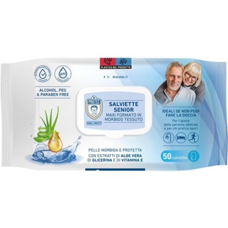 Dr Protect Senior Wipes Maxi Format 50 Wipes with Aloe Vera Extract and Vitamin