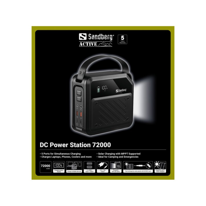 Sandberg 421-22 station d'alimentation portable Lithium Manganese Iron Phosphate (LMFP) 72000 mAh 200 W 2,31 kg