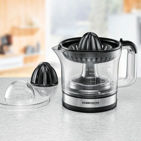 Rommelsbacher ZP 50 citrus press Plastic Black, Stainless steel, Transparent