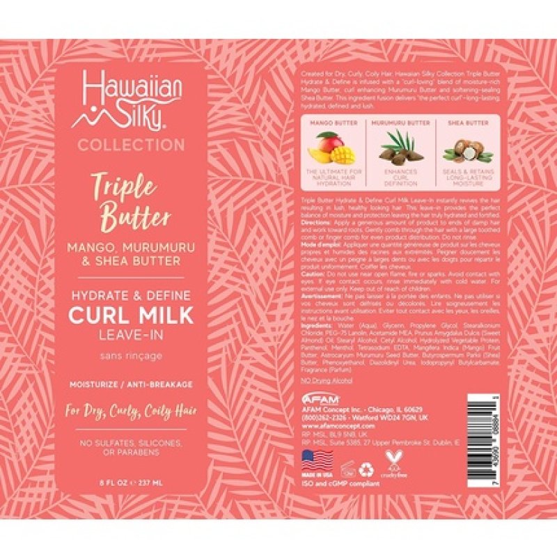 Hawaiian Silky Mango and Murumuru Butter Leave-In Curl Milk 8 fl oz - Triple Butter Collection
