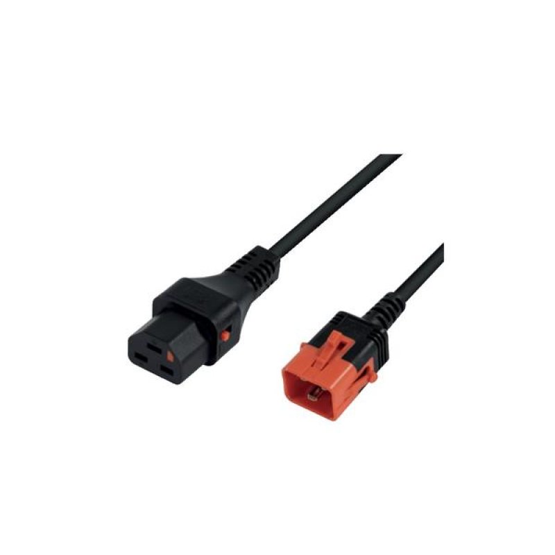 Power extension cord with dual locking system Black- 1m
