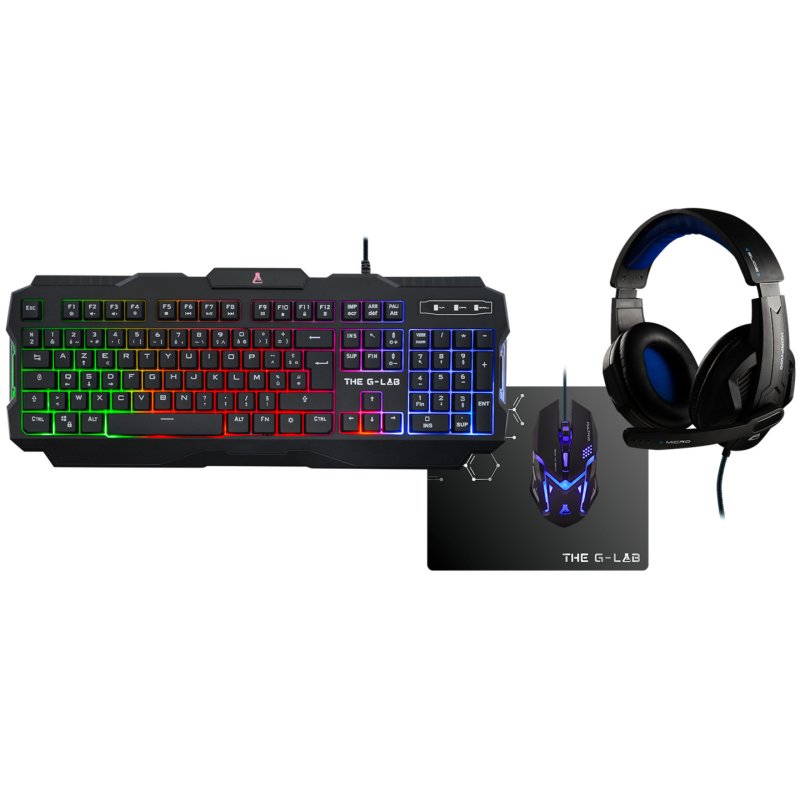 The G-Lab Combo Argon keyboard Mouse included Gaming USB AZERTY French Black