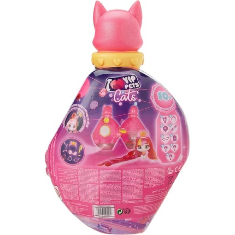 Vip Pets Kitty Collectible Doll with Cat Head and Long Hair for Styling