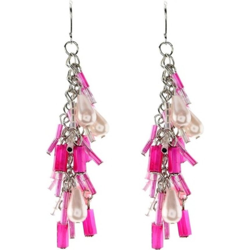 Pink Earrings With Beads