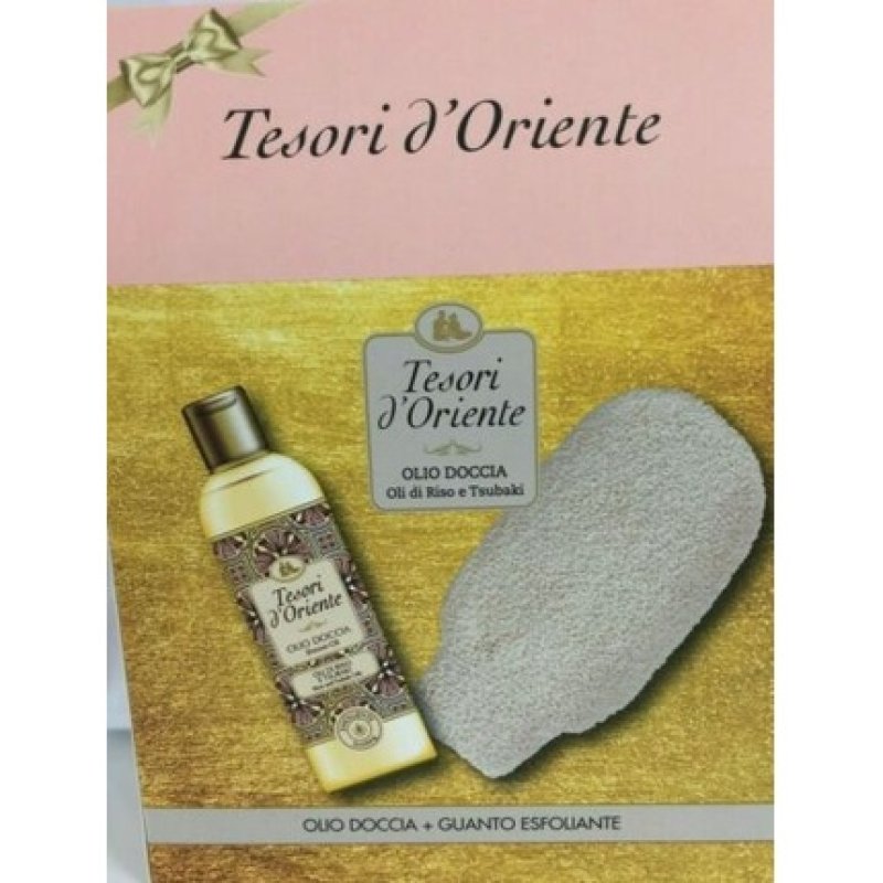 TESORI D´ORIENTE Rice and Tsubaki Oil Gift Set Shower Gel Exfoliating Glove