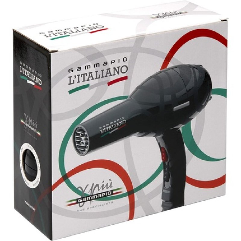 Gamma Piu L'Italiano Hairdryer Black Italian Socket