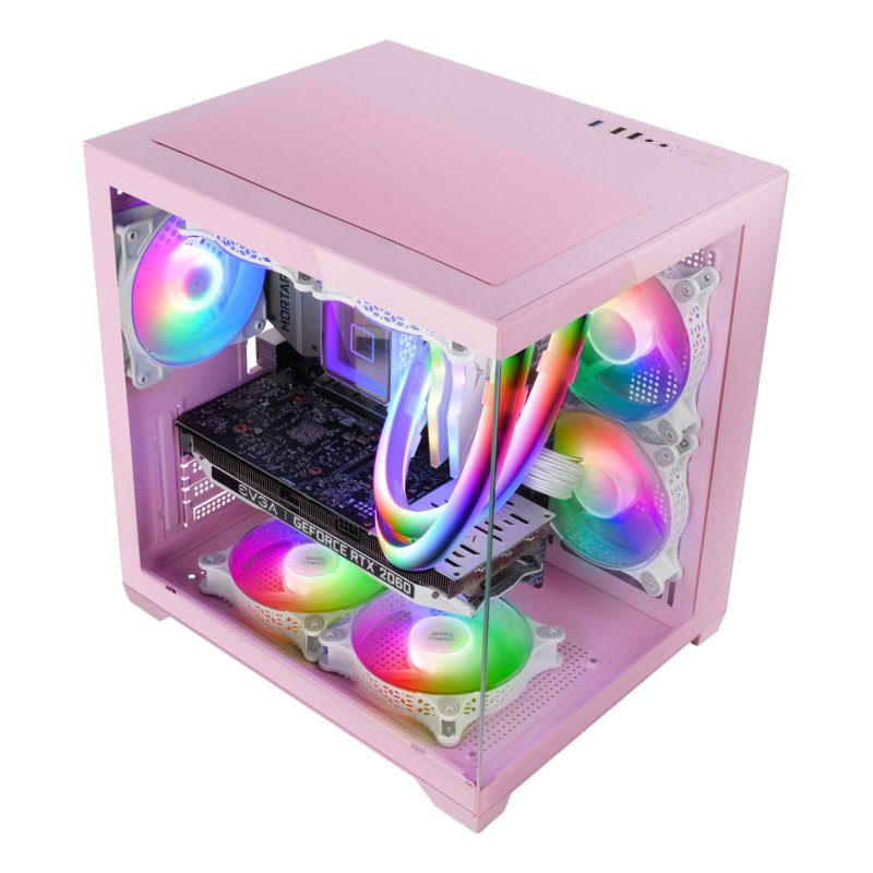 Boitier Mini Tour Micro ATX Mars Gaming MC-View avec panneaux vitrés (Rose)