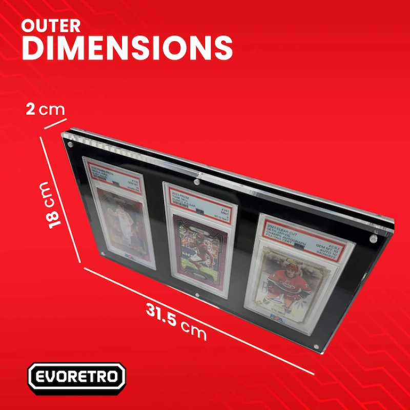EVORETRO - Magnetic Acrylic Frame 3 Slot For PSA Graded Card