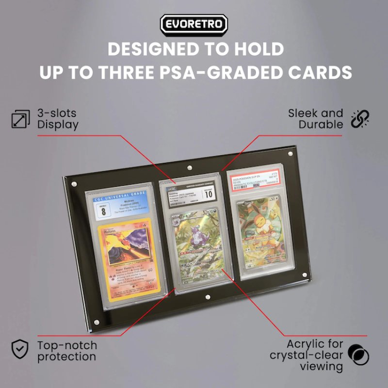 EVORETRO - Magnetic Acrylic Frame 3 Slot For PSA Graded Card
