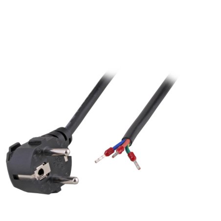 Netzkabel 230V Schutzkontakt CEE7(Stecker)-Open End mit Adernendhülsen, 1,8m,Black