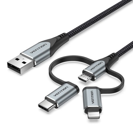 Vention CQJHF câble de téléphone portable Gris 1 m USB A Lightning micro-USB B USB C