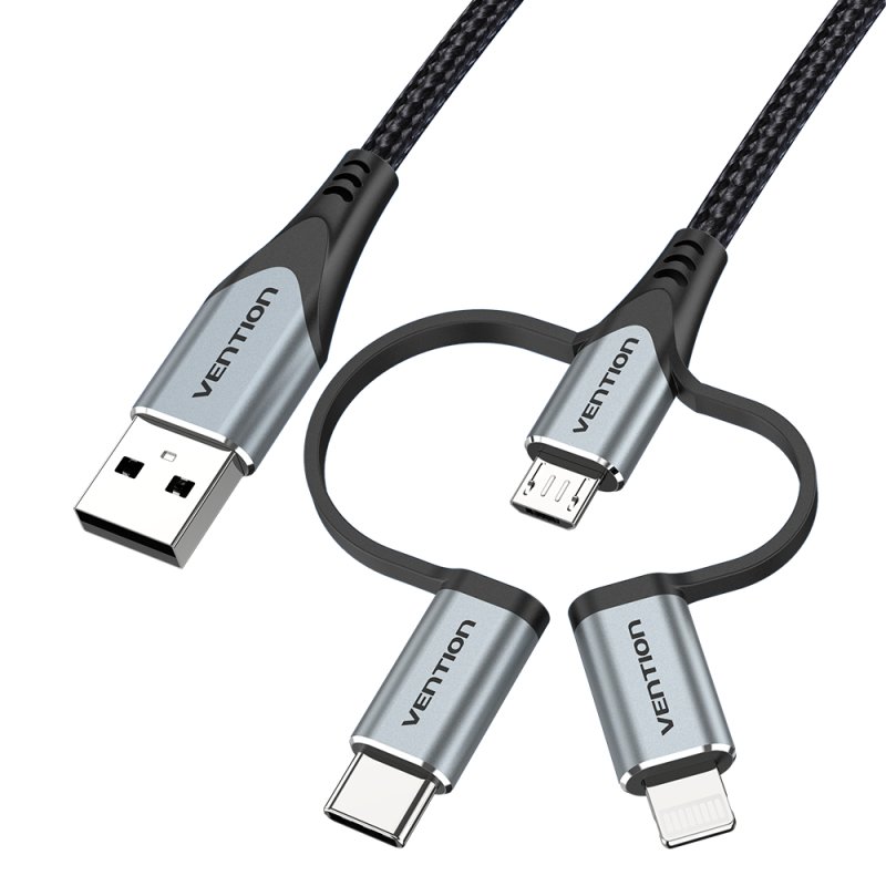 Vention CQJHF câble de téléphone portable Gris 1 m USB A Lightning micro-USB B USB C