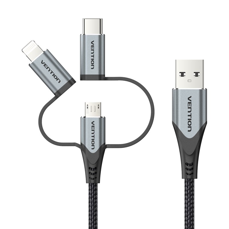 Vention CQJHF câble de téléphone portable Gris 1 m USB A Lightning micro-USB B USB C