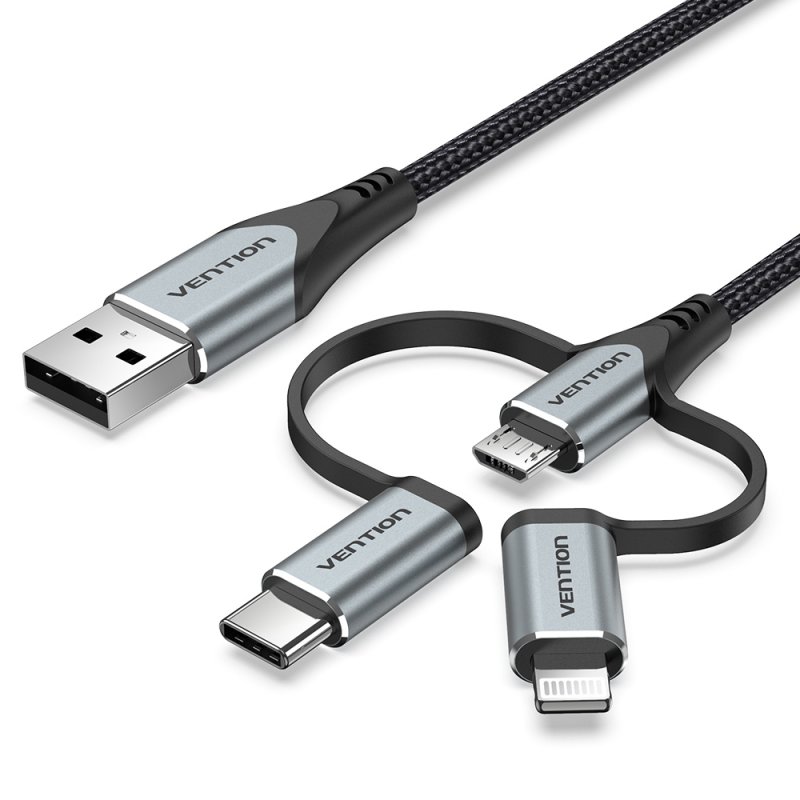 Vention CQJHF câble de téléphone portable Gris 1 m USB A Lightning micro-USB B USB C