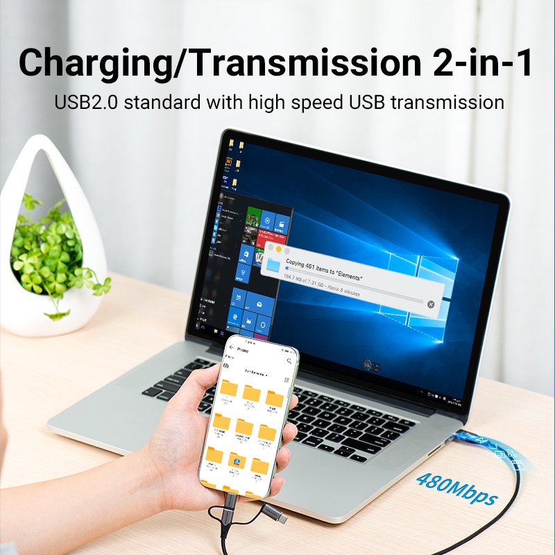 Vention CQJHF câble de téléphone portable Gris 1 m USB A Lightning micro-USB B USB C