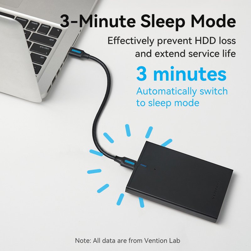 Vention 2.5 Inch SATA Hard Drive Enclosure (USB 3.0 Micro-B) Black