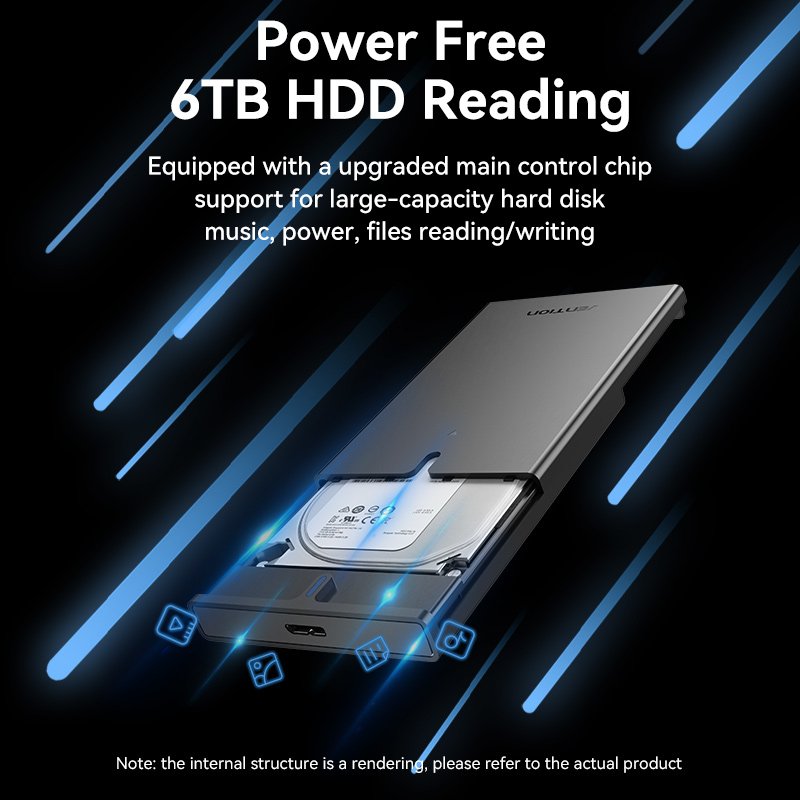 Vention 2.5 Inch SATA Hard Drive Enclosure (USB 3.0 Micro-B) Black