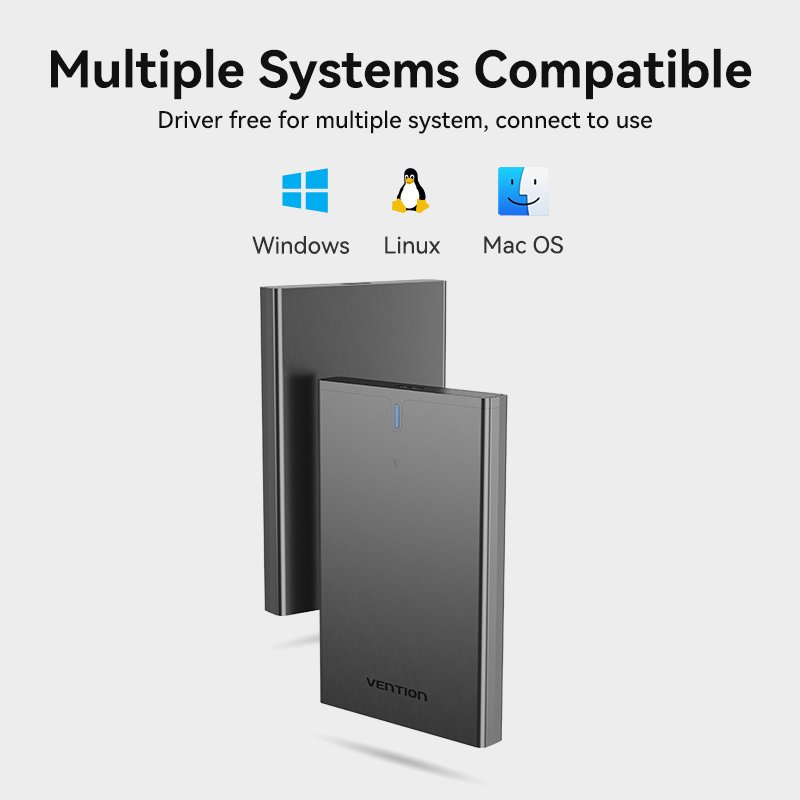 Vention 2.5 Inch SATA Hard Drive Enclosure (USB 3.0 Micro-B) Black