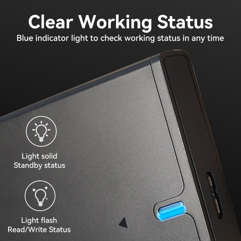 Vention 2.5 Inch SATA Hard Drive Enclosure (USB 3.0 Micro-B) Black