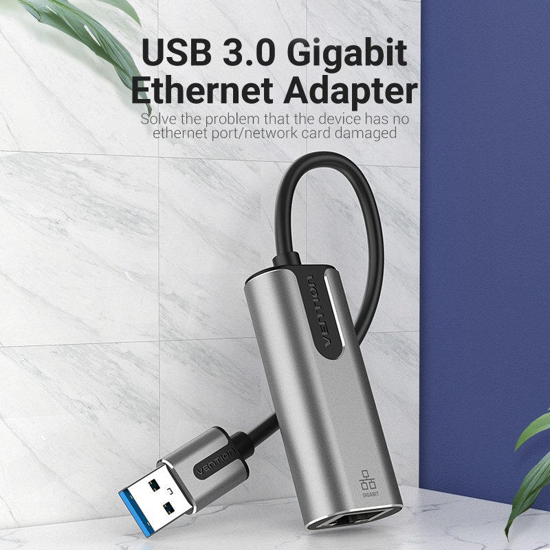 Vention USB 3.0-A to Gigabit Ethernet Adapter Gray 0.15M Aluminum Alloy Type
