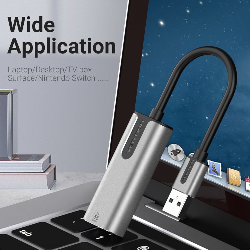 Vention USB 3.0-A to Gigabit Ethernet Adapter Gray 0.15M Aluminum Alloy Type