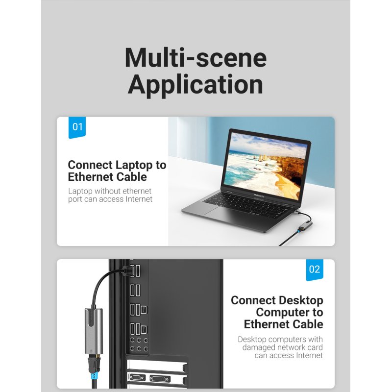 Vention USB 3.0-A to Gigabit Ethernet Adapter Gray 0.15M Aluminum Alloy Type