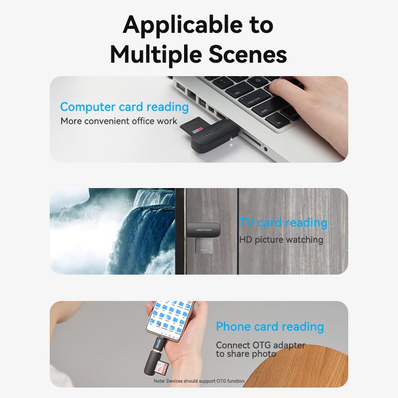 Vention CLGB0 lecteur de carte mémoire USB 3.2 Gen 1 (3.1 Gen 1) Noir