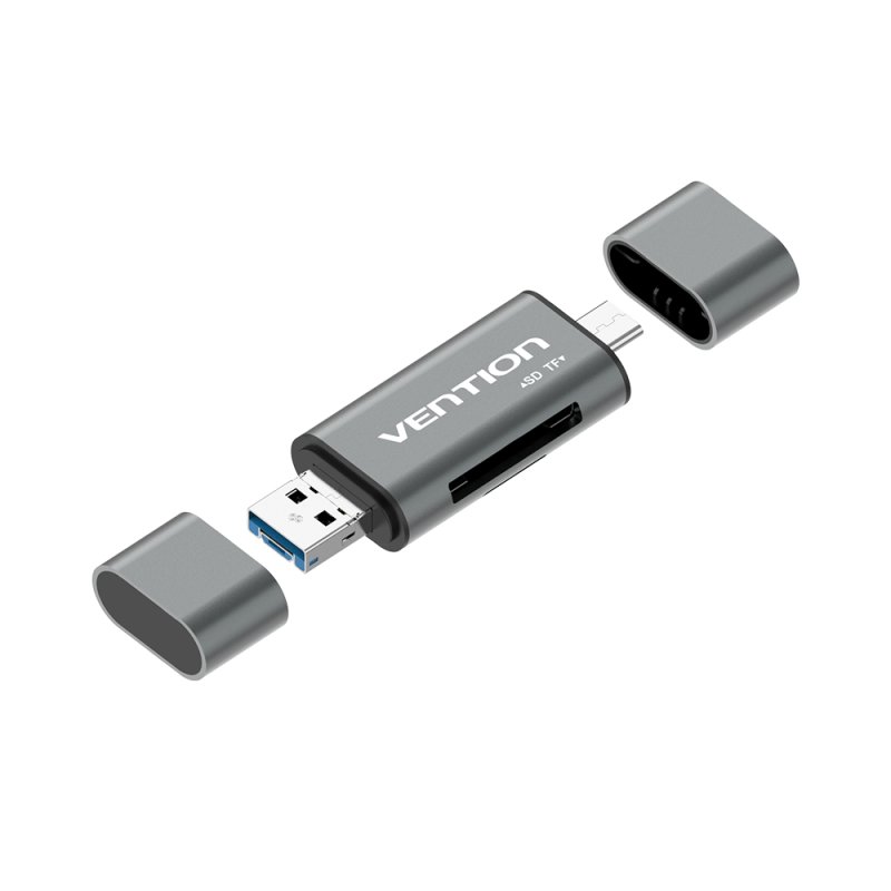 Vention CCHH0 lecteur de carte mémoire USB Type-A/USB Type-C/Micro-USB Gris