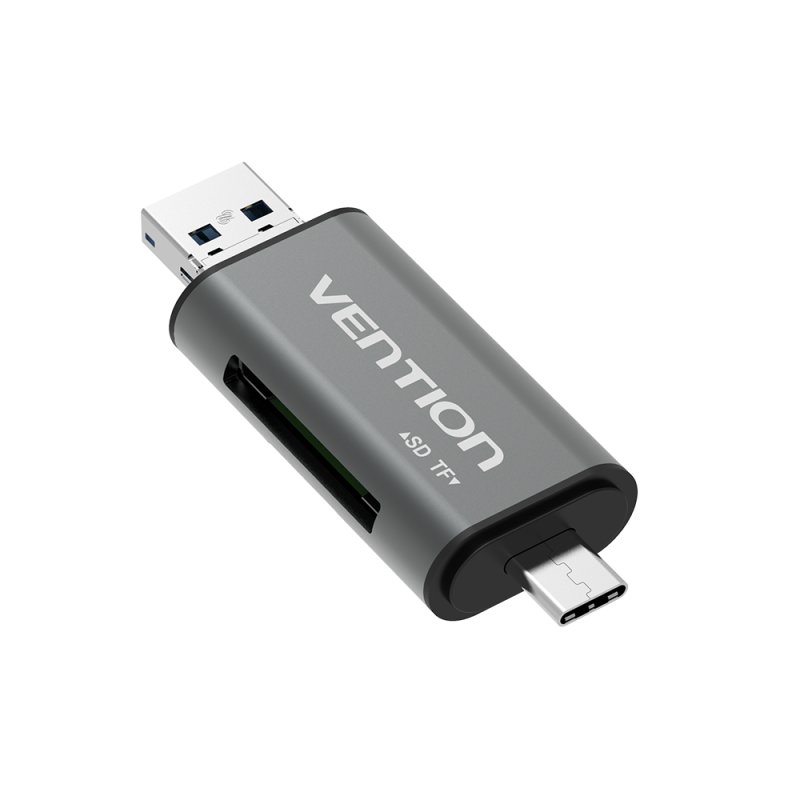 Vention CCHH0 lecteur de carte mémoire USB Type-A/USB Type-C/Micro-USB Gris